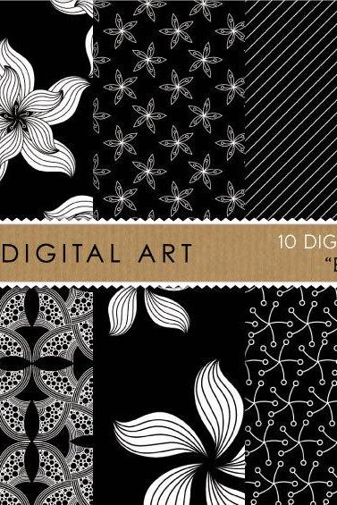 Digital Papers - Black & White 12x12 inches - INSTANT DOWNLOAD - Buy Any 2 Packs Get 1 Free
