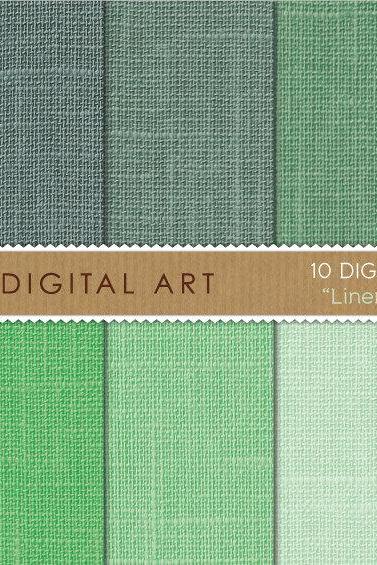 Digital Papers - Linen - Green Shades