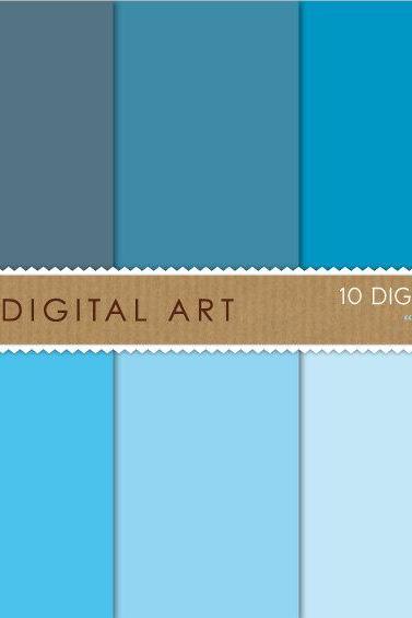 Digital Papers Cyan Shades 12x12 inches - INSTANT DOWNLOAD - Buy Any 2 Packs Get 1 Free