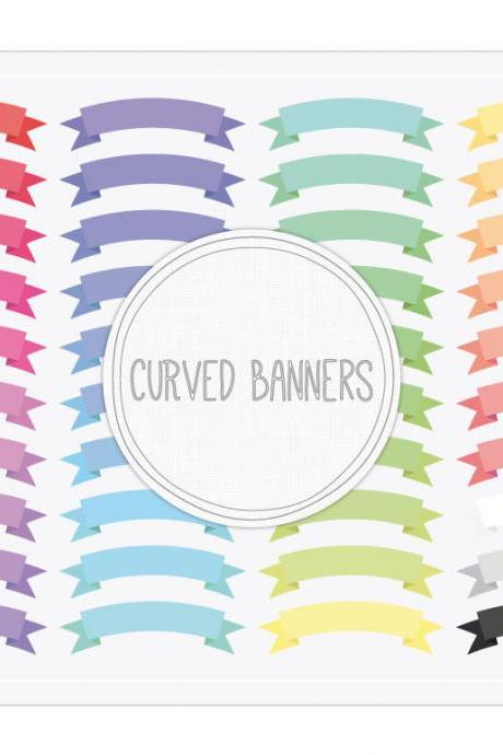 Curved Ribbon Banners Clip Art + Collage Sheet