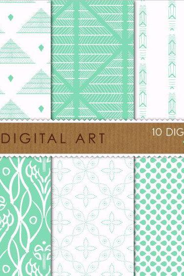 Digital Papers - Mint Orchid
