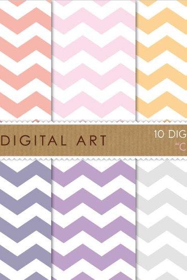 Digital Papers - Chevron Pastels