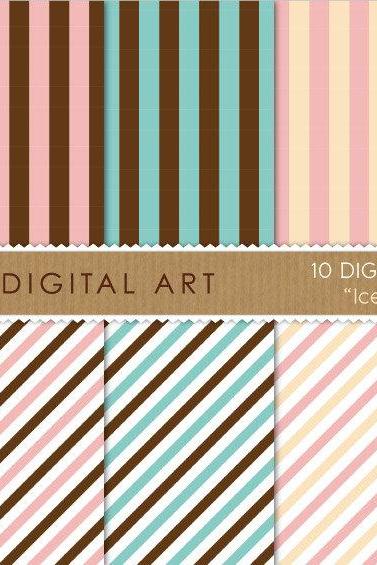 Digital Papers - Ice Cream Stripes