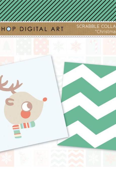 Scrabble Digital Collage Sheet - Christmas