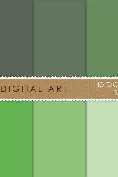 Digital Papers Green Shades 12x12 inches - INSTANT DOWNLOAD - Buy Any 2 Packs Get 1 Free