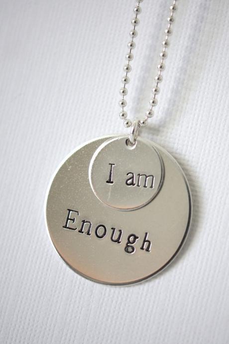 Two Disc Personalized Quote Necklace, Sterling Silver
