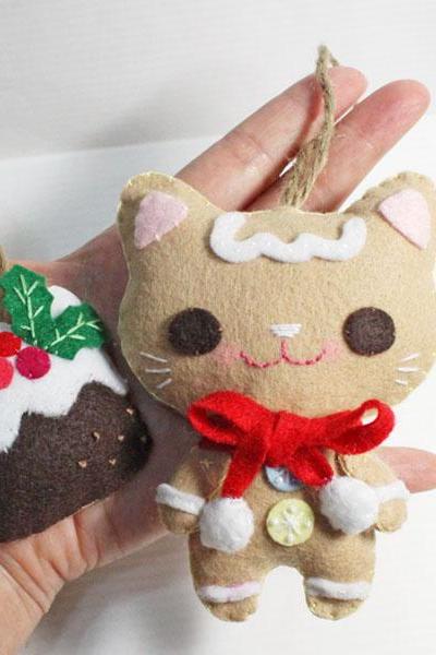 Gingerbread Cat and Meow Christmas Pudding - PDF Doll Pattern