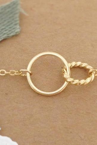 Double Karma Circle Bracelet in Gold, Circle Bracelet, everyday jewelry, delicate minimal jewelry