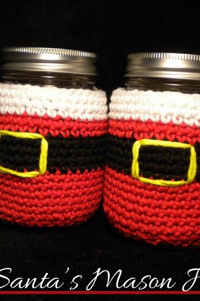 Santa's Mason Jar Cozy Crochet Pattern