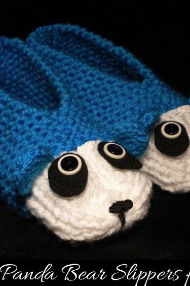 Panda Slippers for Adults - Knitting Pattern