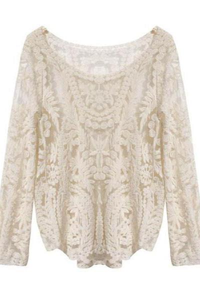 *free ship* Flower Lace Top