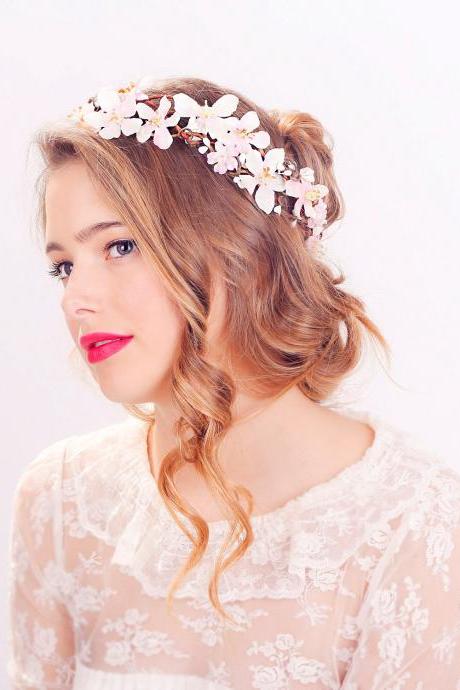 Cherry Blossom Flower Crown, Wedding Headpiece, Flower Crown, Bridal Headband, Wedding Headband, Bridal Headpiece, Wedding Accessories