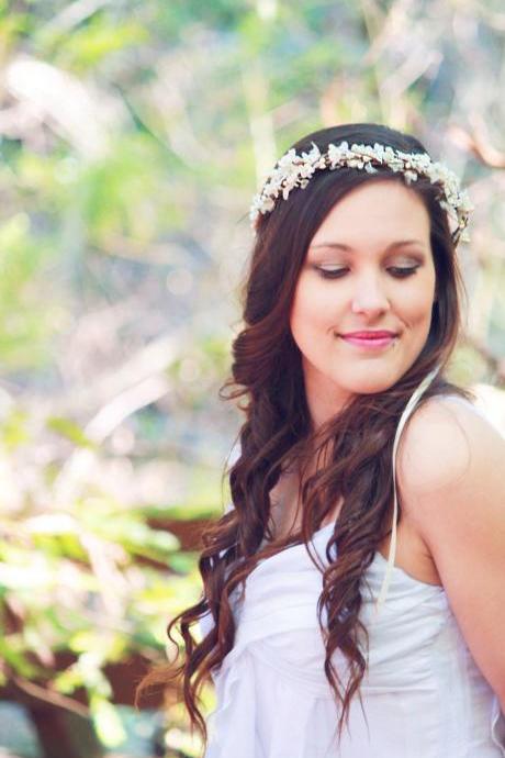 woodland crown, rustic wedding headpiece, berries flower crown, bridal hair accessory