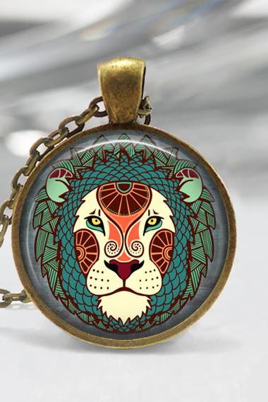 Leo Zodiac Glass Pendant - Leo Zodiac Jewelry - Zodiac Necklace - Art Pendant - Zodiac Necklace -zodiac Charm,astrology Pendant
