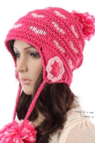 Free Shipping Cute Little Ball Knitted Hat For Girls - Rose