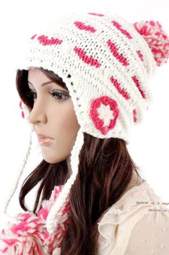 Free Shipping Cute Little Ball Knitted Hat For Girls - White