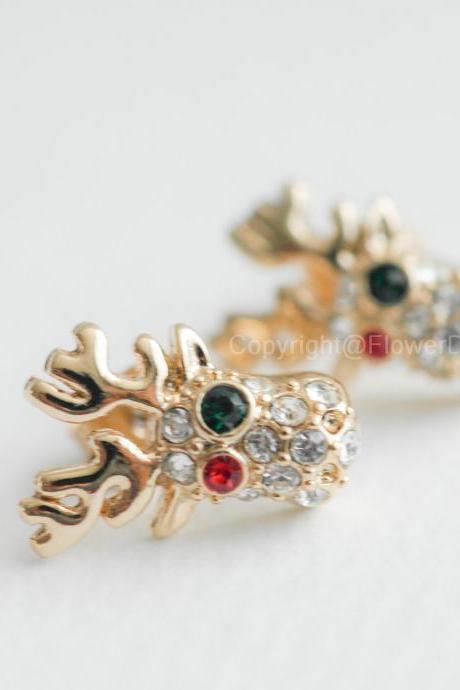 Rudolph Crystal earrings Stud Earrings/Christmas/Gift