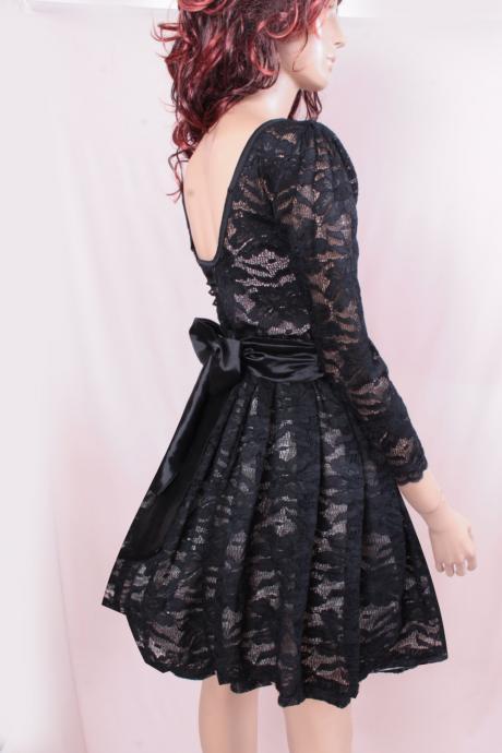 Little Black lace / wedding party /cocktail / mini / bridesmaid/ 3/4 sleeves / dress