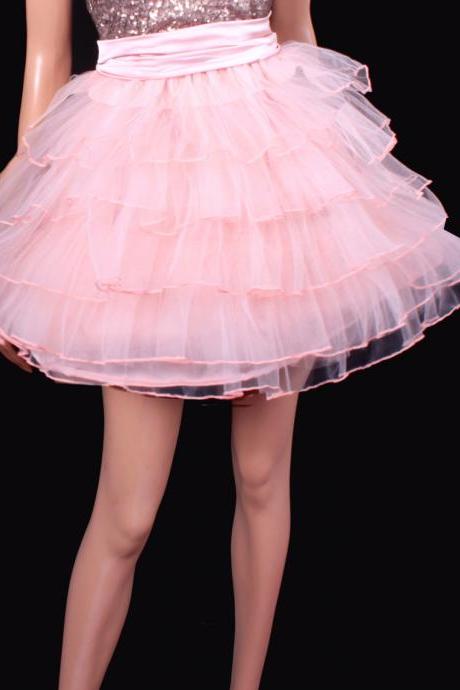 Layered tutu tulle mini / sweet pink color / skirt