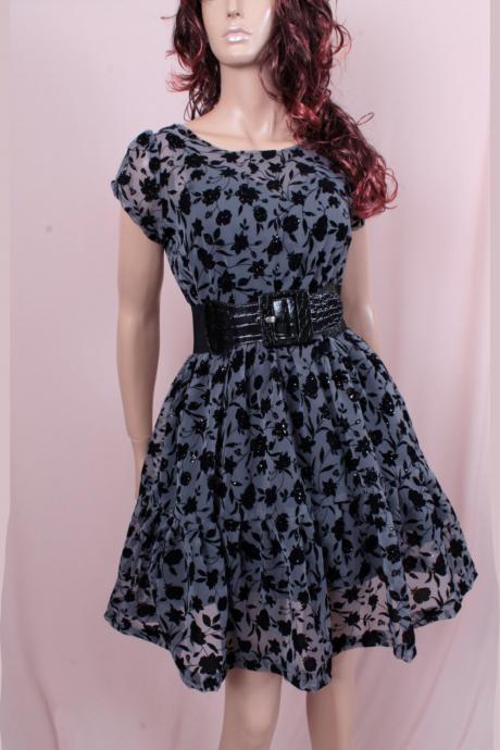 Little Black tulle printed velvet Dress