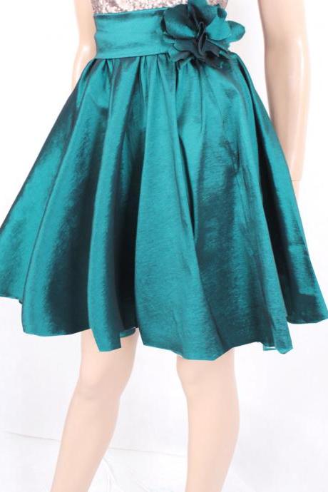 Plus size Dark emerald green taffeta circle skirt