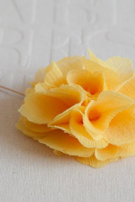 70mm Yellow Chiffon Men's Flower Boutonniere / Buttonhole For Wedding,Lapel Pin,Tie Pin