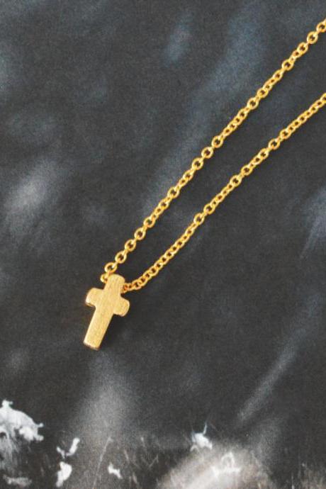 A-004 Mini cross necklace, Simple Necklace, Modern necklace, Girls necklace, Gold plated/ Bridesmaid gifts / Everyday jewelry /