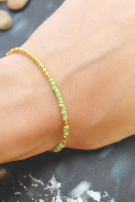 C-066 Gold Beaded bracelet, Seed bead bracelet, Simple bracelet, Modern bracelet/Everyday jewelry/