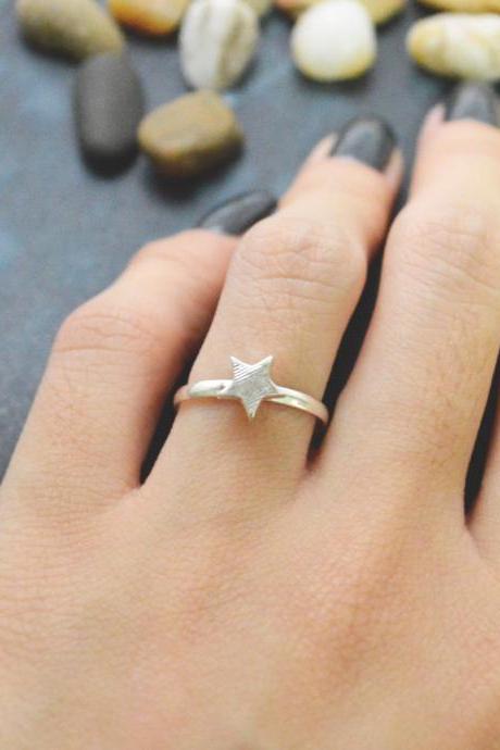 E-048 Star ring, Adjustable ring, Stretch ring, Simple ring, Modern ring, Silver plated ring/Everyday/Gift/