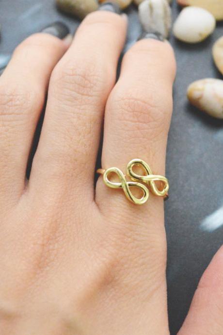 E-045 Infinity Ring, Adjustable Ring, Stretch Ring, Simple Ring, Modern Ring, Gold Plated Ring/everyday/gift/