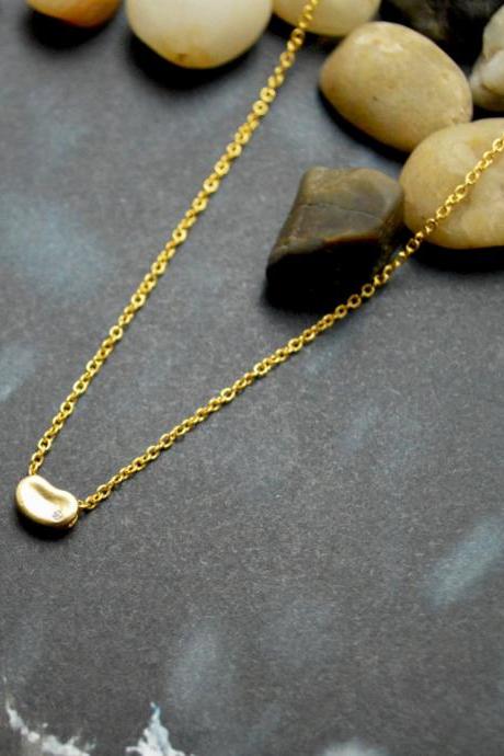 A-112 Bean necklace, Cubic Necklace, Zirconia necklace, Modern necklace, Gold plated necklace/Bridesmaid gifts/Everyday jewelry/