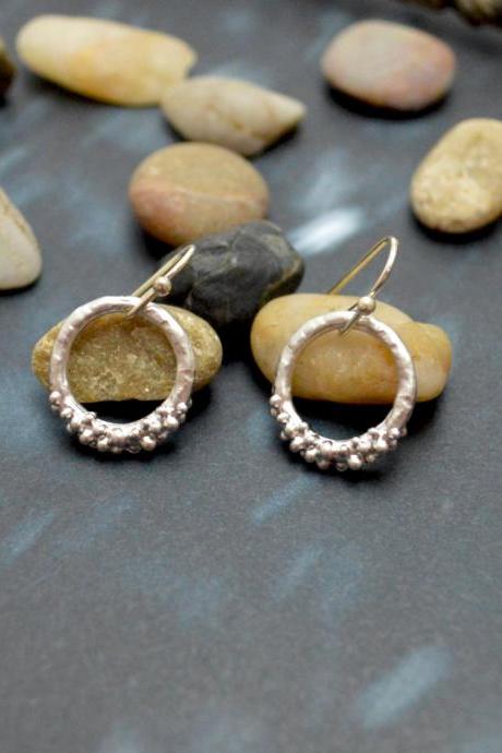 B-069 Ring earrings, Simple earrings, Modern earrings, Silver plated earrings/Bridesmaid gifts/Everyday jewelry/