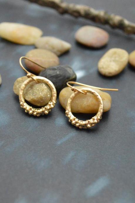 B-068 Ring earrings, Simple earrings, Modern earrings, Gold plated earrings/Bridesmaid gifts/Everyday jewelry/