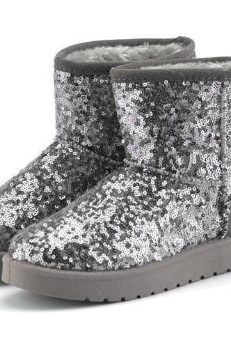 Shiny Sequinned Flat Short Ugg Boots