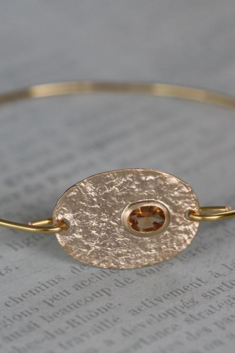 Gold Gem Oval Bangle Bracelet