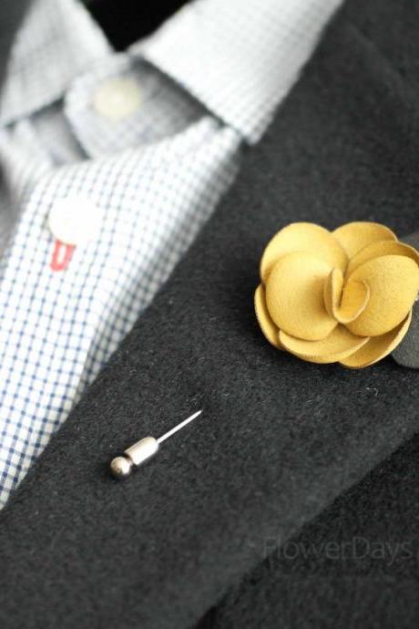 Suede Men's Flower Boutonniere / Buttonhole For Wedding,Lapel Pin,Tie Pin