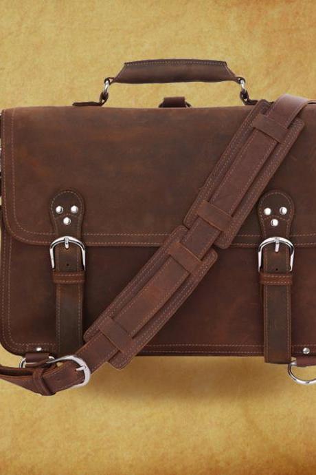 High quality genuine leather Bag / Rugged Leather Briefcase / Backpack / Messenger / Laptop / Traveling Bags / Men's Bag / Retro Bag -- Y22