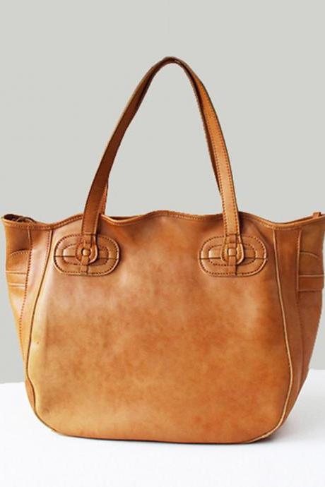 Handmade Women&amp;amp;#039;s Leather Bag / Leather Tote Bag / Lady Zipper / Top Handbag / Women&amp;amp;#039;s Gift--t76