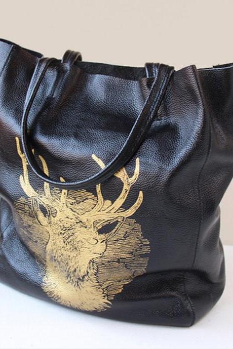 Handmade Women's Leather Bag / Leather Tote Bag / Lady Zipper / Top HandBag / Women's Gift--T73