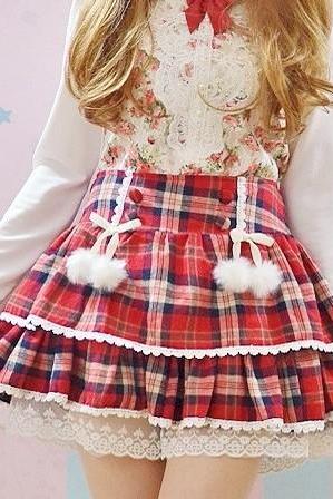 Cute Lolita Bow Lace Shorts Fake Skirt Style. Two Colors Available