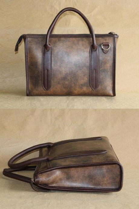 Men's leather bag / Briefcase / shoulder bag / Messenger / Laptop / Men's Bag--T014