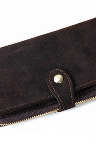 Handmade Genuine Leather wallet / men's wallet / briefcase / leather purse/ leather case-T63