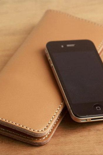 Handmade Genuine Leather wallet / iphone Wallet / phone case/ leather purse / leather case -- T054