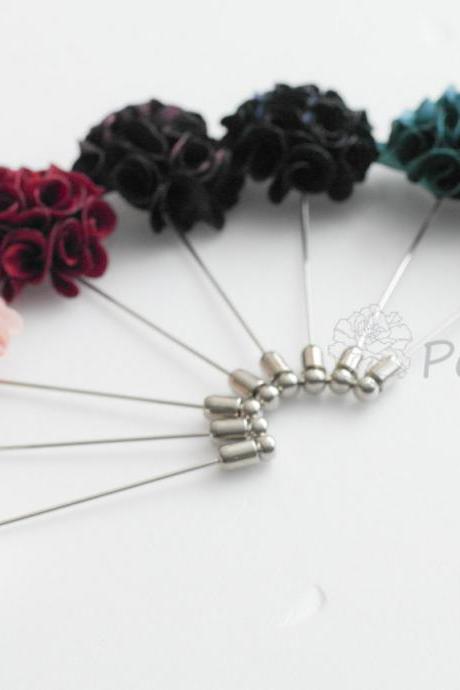 Satin mini bouquet Men's Flower Boutonniere / Buttonhole For Wedding,Lapel Pin,Tie Pin