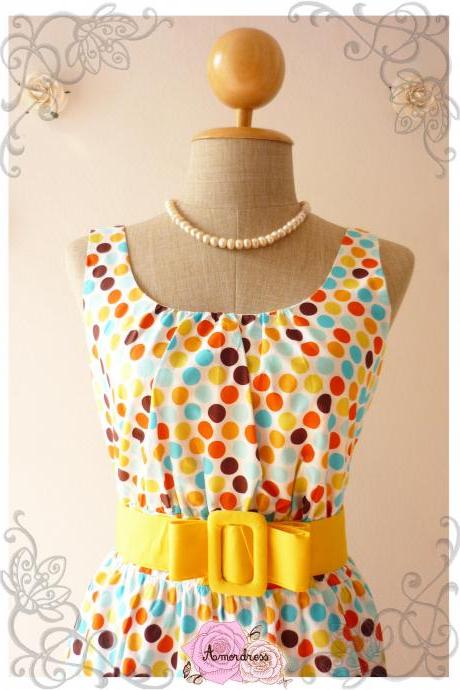Cool Summer Dress Polka Dot Beach Party Dress -size Small-medium