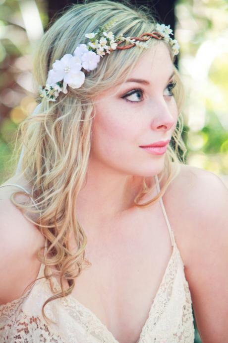 velvet flower, white floral wreath, wedding accessories, wedding headpiece, Headband, head wreath, hair accessories, bridal, flower girl