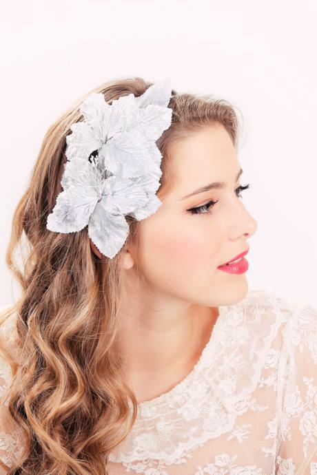 Bridal Headband, Bridal Headpiece, Wedding Hair Accessories, Wedding Headband, Blue Flower Hair Crown