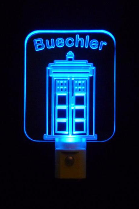 Personalized Tardis Doctor Who Night Light, Customize with name or Blank-FREE Shipping to US-