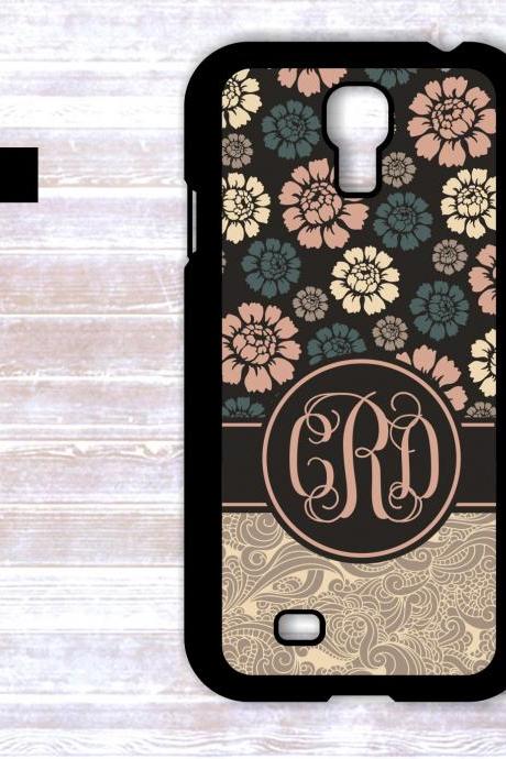Monogrammed Floral Design Samsung Galaxy S4 Case - Personalized iPhone Case