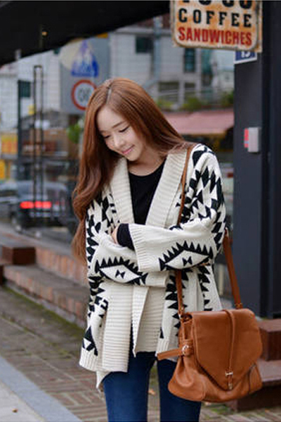  Cute Aztec Print Wool Sweater 